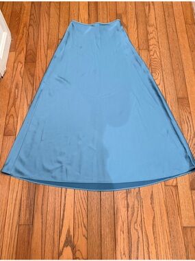 Magaschoni Dusty Blue Midi A-Line slip Skirt
